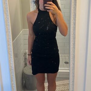 Black Halter-Neck Mini Dress